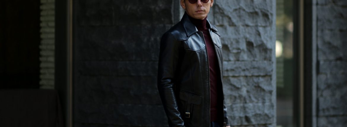 Cuervo (クエルボ) Satisfaction Leather Collection (サティスファクション レザー コレクション) East West(イーストウエスト)  SMOKE(スモーク) BUFFALO LEATHER (バッファロー レザー) レザージャケット BLACK(ブラック) MADE IN JAPAN (日本製) 2019 春夏 【ご予約受付中】のイメージ
