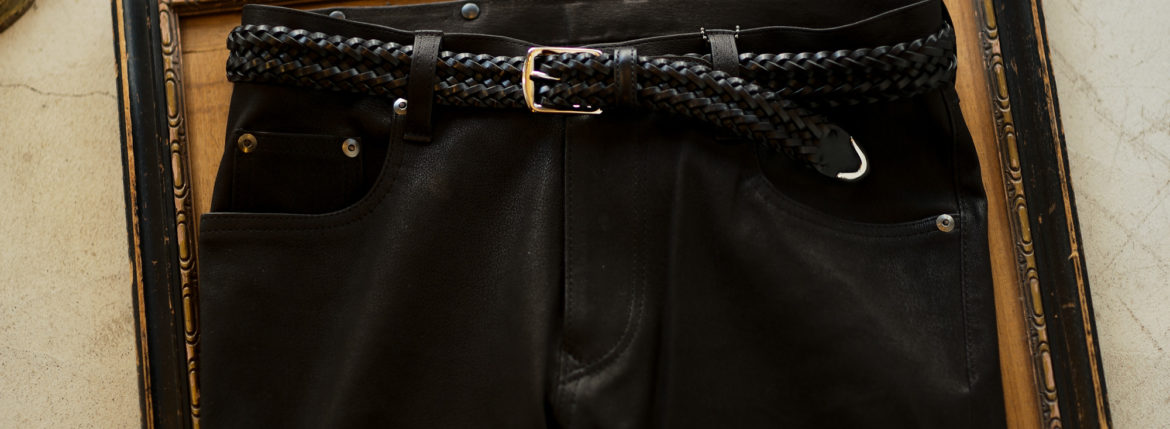 cuervo bopoha (クエルボ ヴァローナ) Sartoria Collection (サルトリア コレクション) Lance (ランス) Cow Hide Leather (カウハイド レザー) メッシュベルト BLACK (ブラック) Made in Italy (イタリア製) 2020 秋冬 【ご予約受付中】のイメージ