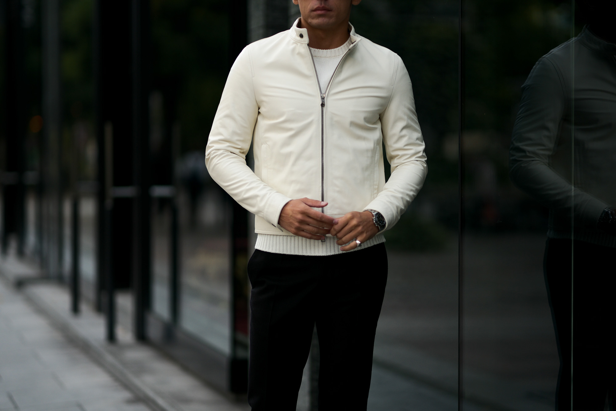 EMMETI(エンメティ) JURI(ユリ) Lambskin Nappa Silk (ラムナッパシルクレザー) シングルライダース レザージャケット BIANCO (ホワイト) made in italy (イタリア製) 2021 春夏 【ご予約受付中】【Special Color】愛知　名古屋 Alto e Diritto altoediritto アルトエデリット ライダースジャケット