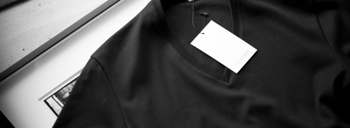＋CLOTHET “CLB-60042” SUVIN PLATINUM V NECK T SHIRT NAVY × GOLD 【Alto e Diritto 別注】【GOLD刺繍】【Special Model】のイメージ