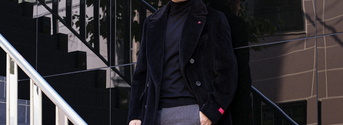 ISAIA (イザイア) MARSHAL PERUVIAN ALPACA (マーシャル) アルパカ ダブルブレスト コート BLACK (ブラック・990) Made in italy (イタリア製) 2024秋冬新作のイメージ
