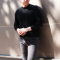 RIVORA (リヴォラ) Linen Silk Wool Cable Pull-Over (リネン シルク ウール ケーブル プルオーバー) リネンシルクウール ケーブル クルーネック セーター BLACK (ブラック・010) MADE IN JAPAN (日本製) 2024秋冬のイメージ