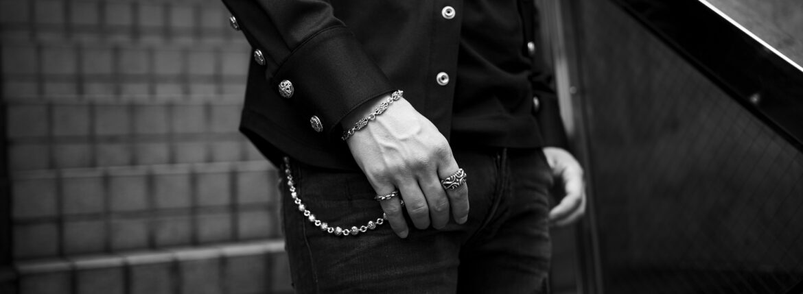Balvenie Wilhelm “No.14” DENIM SHIRTS 925 SILVER BLACK /// Balvenie Wilhelm “CAVALIER BRACELET” 925 SILVER WHITE DIAMOND /// Balvenie Wilhelm “VICKERS RING” 925 SILVER /// Balvenie Wilhelm “MATILDA RING” 925 SILVER // Balvenie Wilhelm “BULLET WALLET CHAIN” 2CLIP 925 SILVERのイメージ